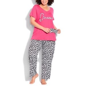 AVENUE 18W-32W 3 Piece Dreamer Animal Print Sleep Set with Eye Mask W18.10